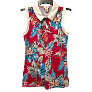 Tommy Bahama Golf Sleeveless Top Pink Hawaiian Floral XS